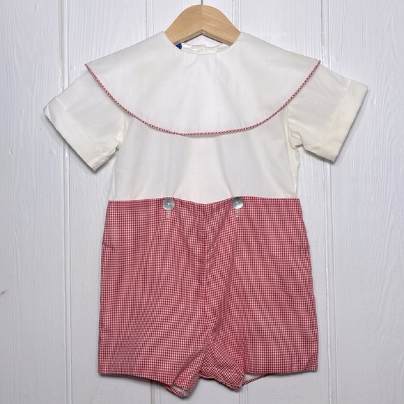 BANBURY CROSS New Orleans EUC Red Gingham Button On Short Set - Picture 1 of 1